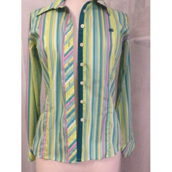 Lilly Pulitzer Women's Shirt Pastel Striped Long Sleeve Blouse Size 6 - Picture 9 of 12